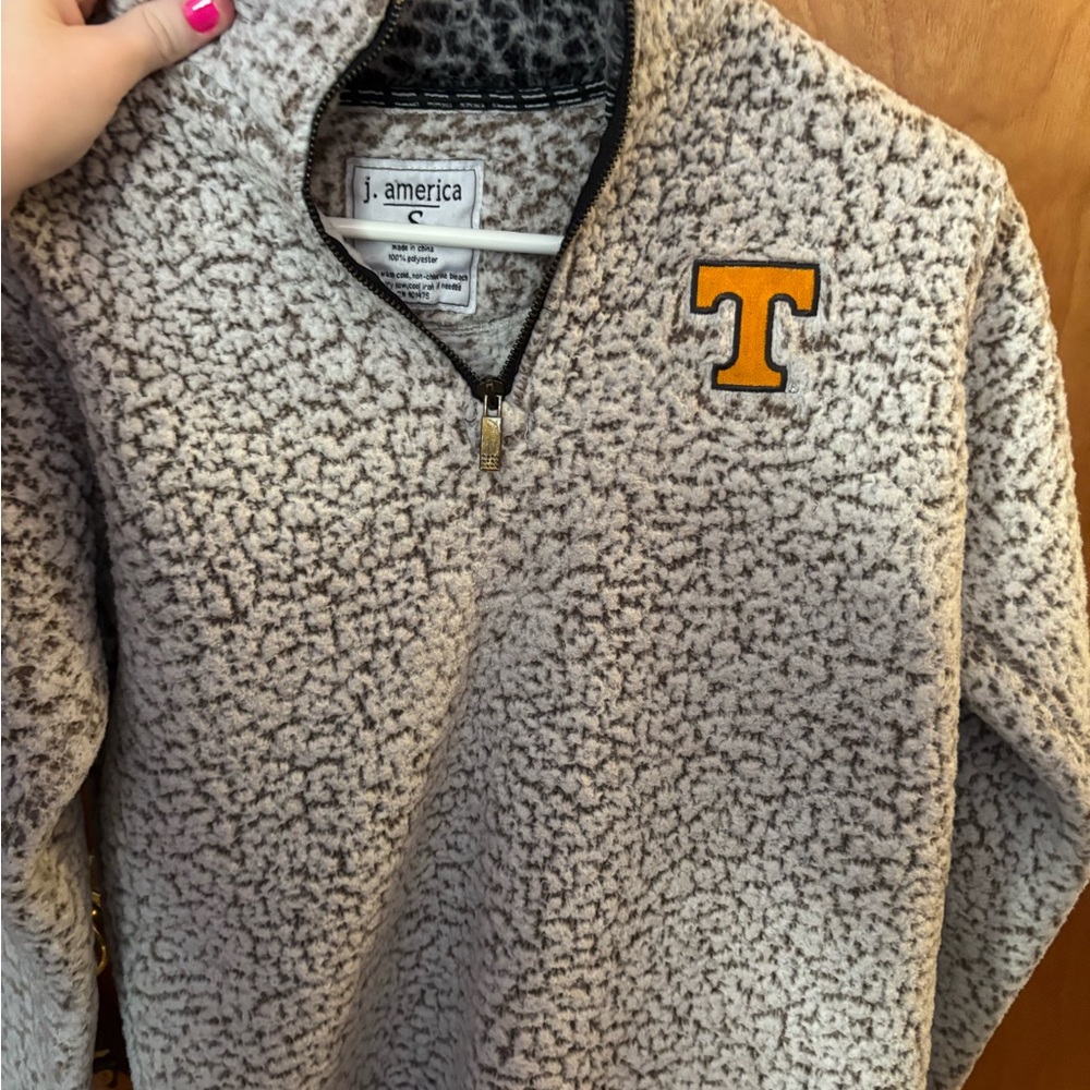 J. America Black and Gray Sherpa Quarter-Zip with TN logo